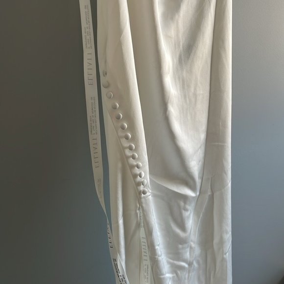 REVOLVE white high neck gown wedding with buttons and slit - Picture 5 of 6